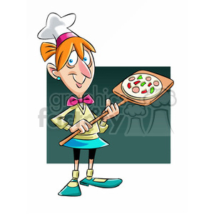 mary the cartoon character baking pizza clipart.