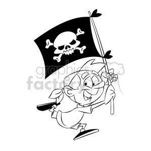 character mascot cartoon kid child pirate flag black+white