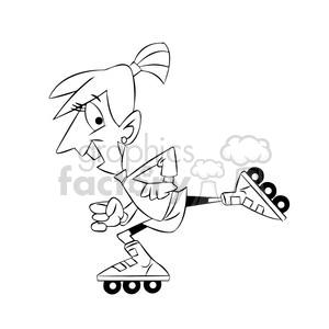 mary the cartoon character roller blading black white clipart. Royalty-free image # 397897
