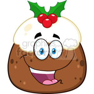 royalty free rf clipart illustration happy christmas pudding cartoon character vector illustration isolated on white .