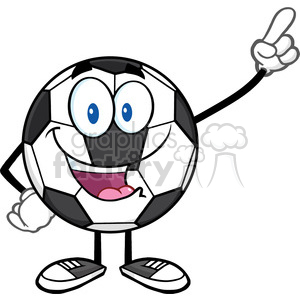 happy soccer ball cartoon mascot character pointing vector illustration isolated on white background clipart. Commercial use image # 399734