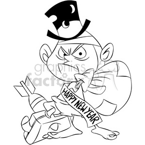 black and white happy new year for a refugee vector art clipart. Commercial use image # 400542