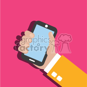 white hand holding device flat design vector art clipart. Commercial use image # 400622