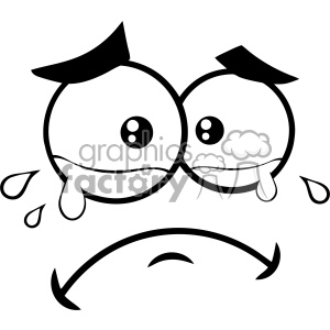 10905 Royalty Free RF Clipart Black And White Crying Cartoon Funny Face With Tears And Expression Vector Illustration clipart. Royalty-free image # 403633