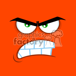 10882 Royalty Free RF Clipart Aggressive Cartoon Funny Face With Angry Expression Vector With Orange Background