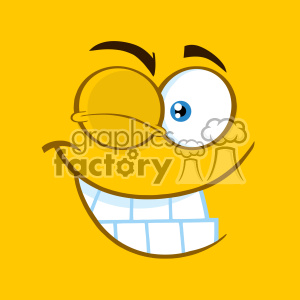 10888 Royalty Free RF Clipart Winking Cartoon Square Emoticons With Smiling Expression Vector With Yellow Background clipart.