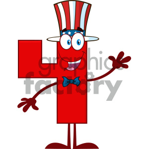 clipart - Royalty Free RF Clipart Illustration Happy Patriotic Red Number Four Cartoon Mascot Character Wearing A USA Hat Waving Vector Illustration Isolated On White Background.
