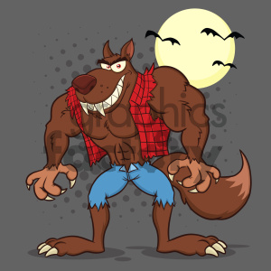 cartoon animal vector wolf werewolf monster halloween bats