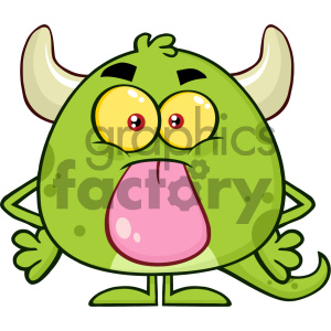 Cute Green Monster Cartoon Emoji Character Sticking Its Tongue Out Vector Illustration Isolated On White Background clipart.