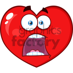 Scared Red Heart Cartoon Emoji Face Character With Panic Expression Vector Illustration Isolated On White Background
