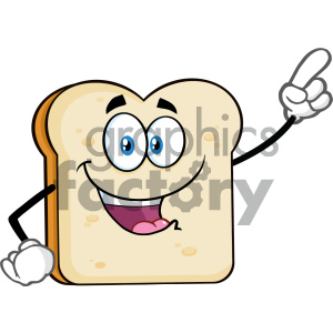 clipart - Cute Bread Slice Cartoon Mascot Character Pointing Vector Illustration Isolated On White Background.