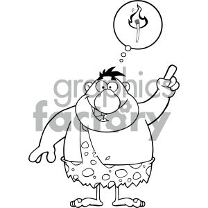 Caveman Cartoon Character With A Big Idea And Speech Bubble Vector Illustration Isolated On White Background clipart. Commercial use image # 404705