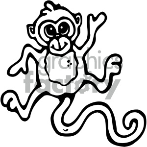 cartoon clipart monkey 009 bw