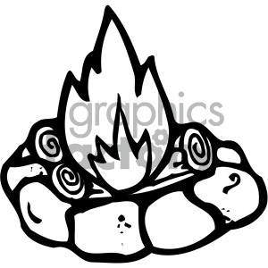 camping fire black white clipart. Royalty-free image # 405219
