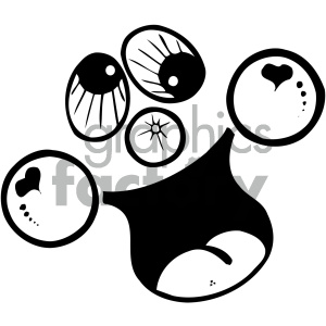 clipart - black and white silly face art.