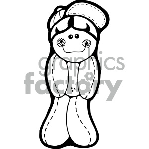 clipart - black and white doll cartoon.