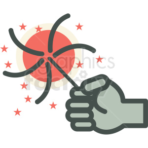 hand holding fireworks guy fawkes day vector icon image clipart.