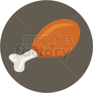 chicken leg vector flat icon clipart with circle background .