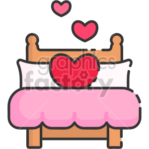bed with magic love hearts clipart.