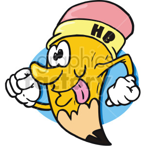 clipart - hb cartoon silly pencil character.