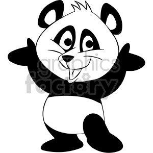 black and white cartoon panda bear clipart.