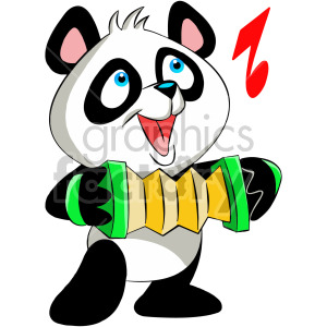 cartoon panda bear playing music instrument clipart.