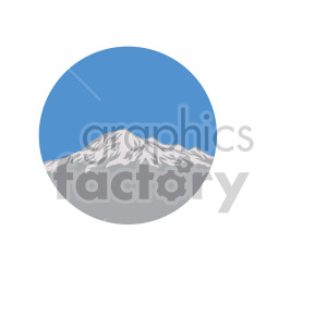 clipart - snow covered mountain top on circle design.