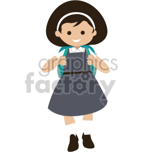 girl walking to school clipart. Commercial use image # 408389