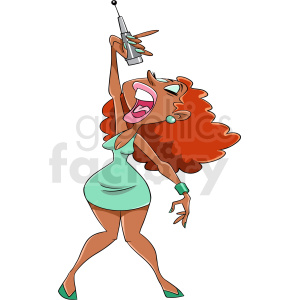 African American woman singer cartoon clipart.
