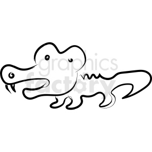 black+white cartoon drawing alligator