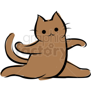 clipart - cartoon cat doing yoga sideward pose vector.