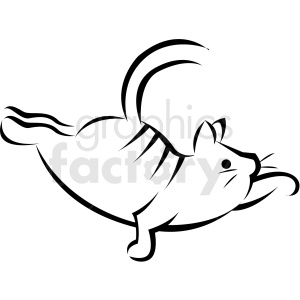 clipart - black and white cartoon cat doing yoga balancing on paw vector.