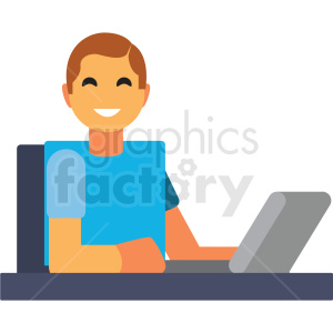 guy on computer flat icon vector icon clipart.