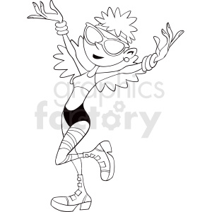 black and white electric daisy carnival rave girl cartoon clipart.