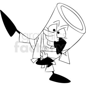black and white cartoon sushi character doing martial arts clipart.