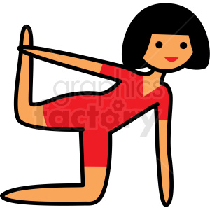 cartoon girl doing yoga pose vector clipart .