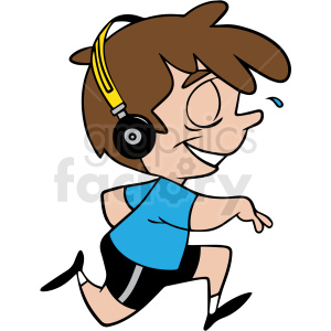 cartoon people boy running jogging exercise