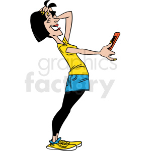 woman laughing at social media vector clipart .