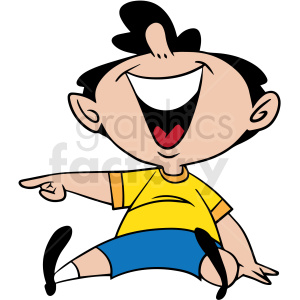 boy sitting laughing vector clipart .