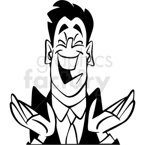 black and white man laughing vector clipart clipart. Commercial use image # 413084