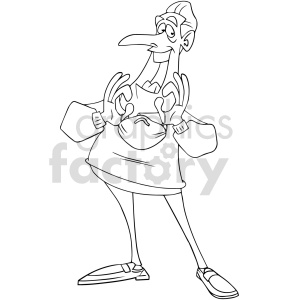 clipart - black and white cartoon man removing mask vector clipart.