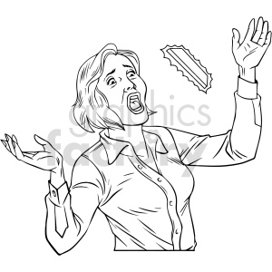 clipart - black and white woman getting shocked clipart.