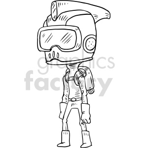 black and white rocket boy vector clipart .