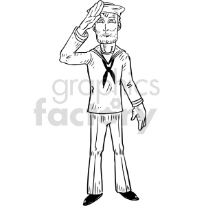 black and white sailor salute clipart .