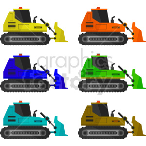 six bulldozer bundle vector clipart .