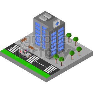 isometric hospital vector graphic clipart.