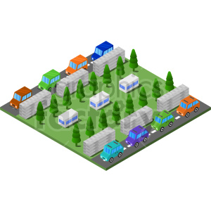 camp grounds isometric vector clipart .