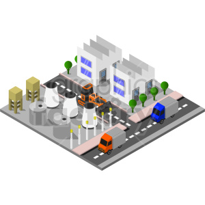 isometric industrial zone vector graphic clipart.