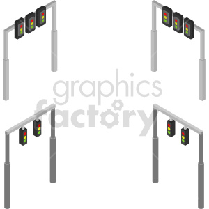 traffic light isometric vector graphic bundle clipart.
