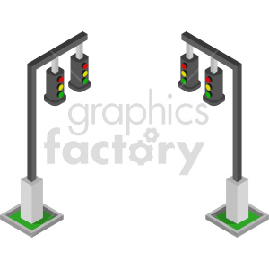 street lights isometric vector graphic bundle clipart.